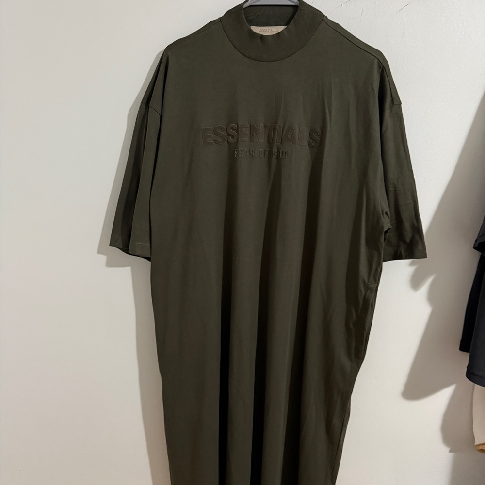 Essentials Green Relaxed Fit Short Sleeve Dress